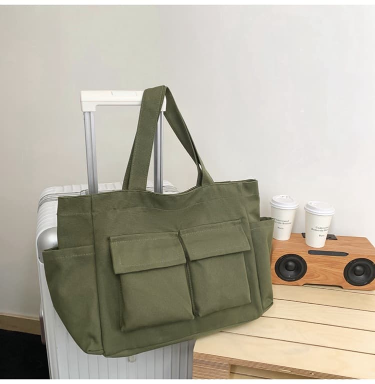 キャンバストート ポケット収納多機能トート