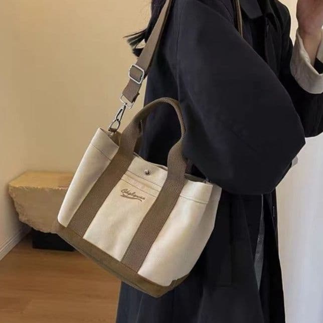 キャンバストート 二色使い上品ミニトート