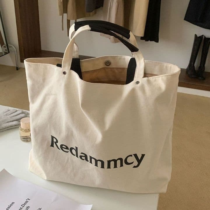 キャンバストート シンプル文字入り大容量トート