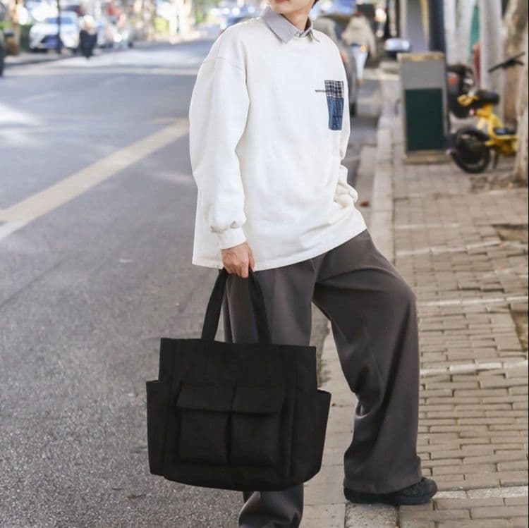 キャンバストート ポケット収納多機能トート