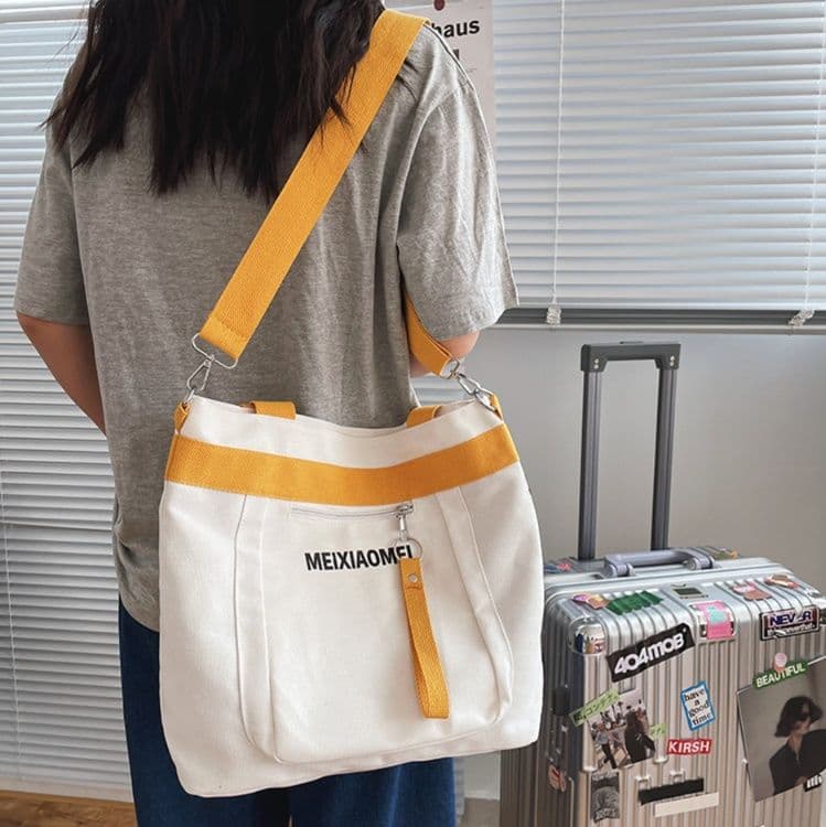 キャンバストート シンプル多機能ポケット付きトート