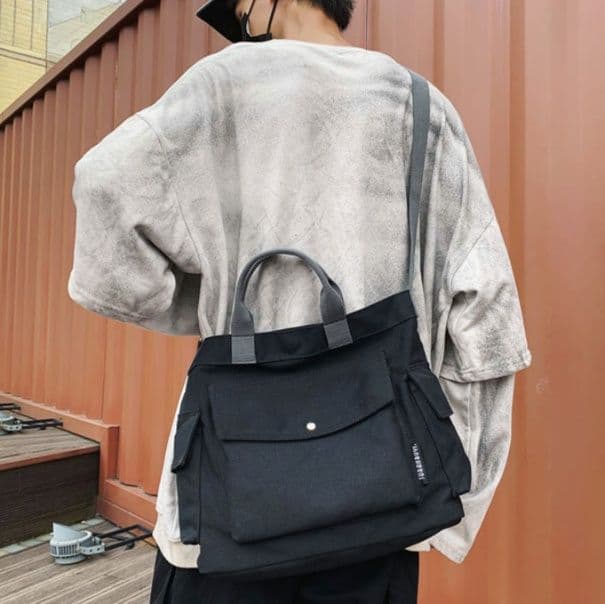 キャンバストート ポケット付き多機能トートバッグ
