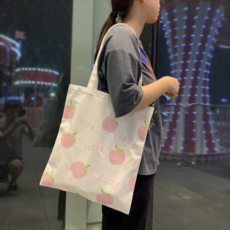 桃柄キャンバストートバッグ レディース
