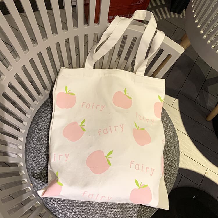 桃柄キャンバストートバッグ レディース