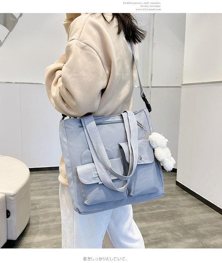 キャンバストート 多機能ポケット付き大容量キャンバストートバッグ