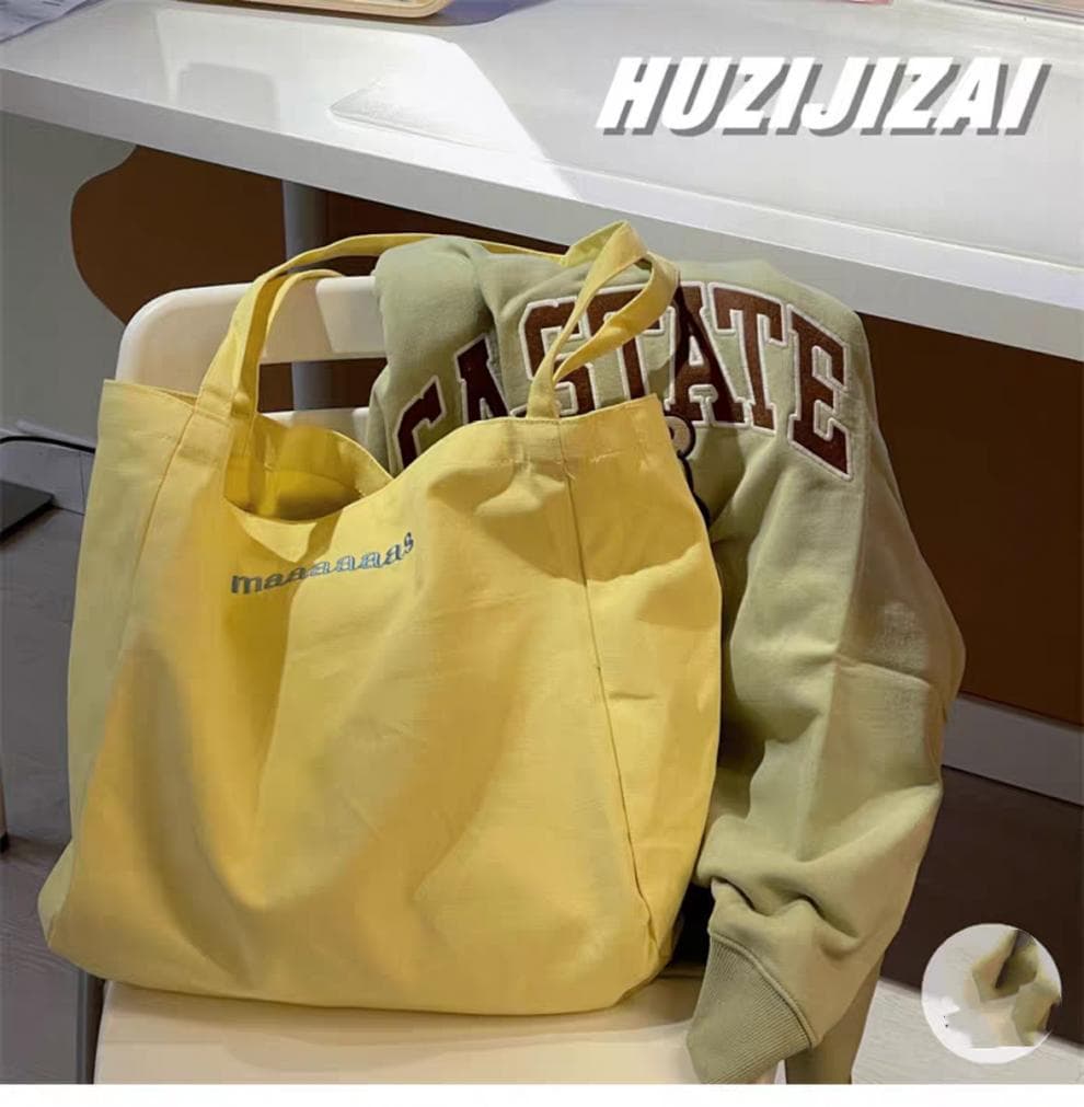 キャンバストート シンプル文字刺繍キャンバストートバッグ
