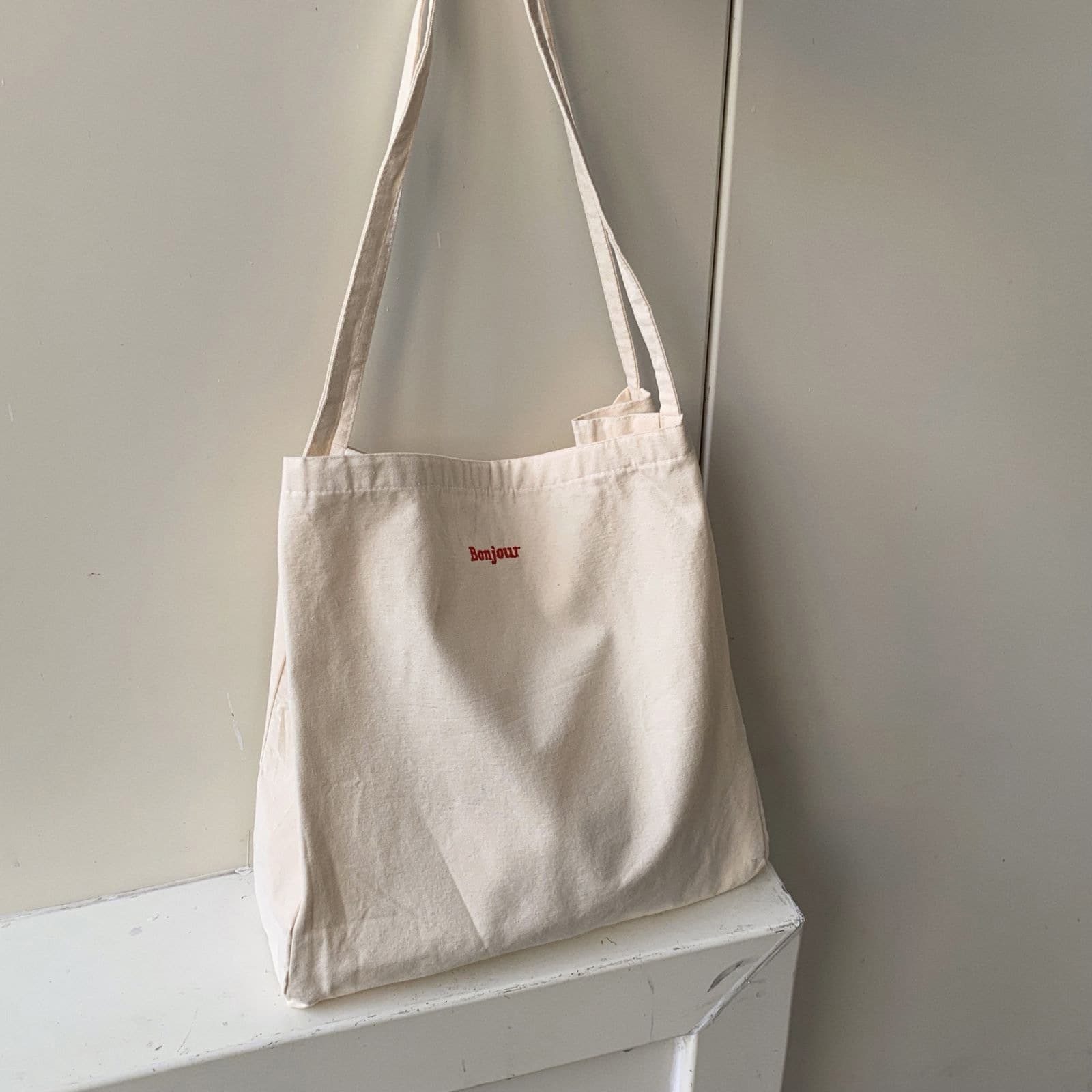 キャンバストート 刺繍入りシンプルトート