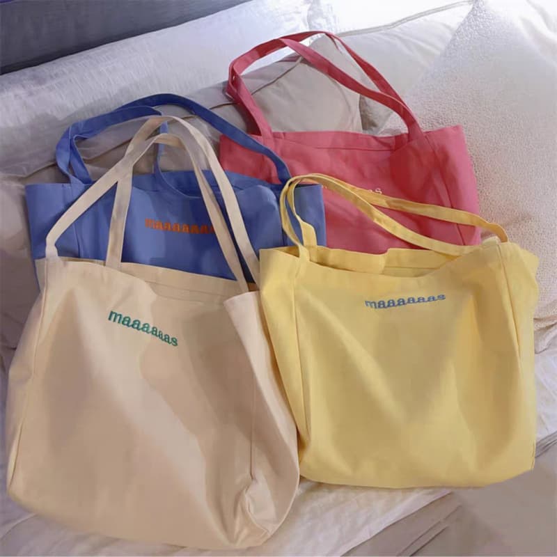 キャンバストート シンプル文字刺繍キャンバストートバッグ