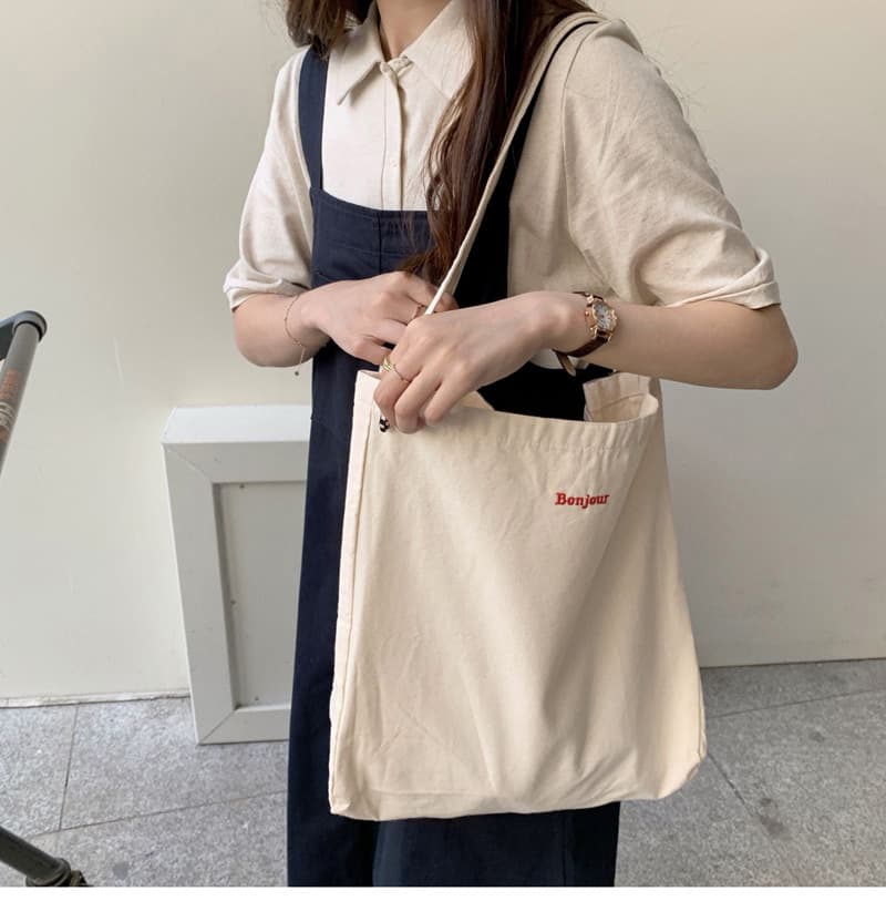 キャンバストート 刺繍入りシンプルトート