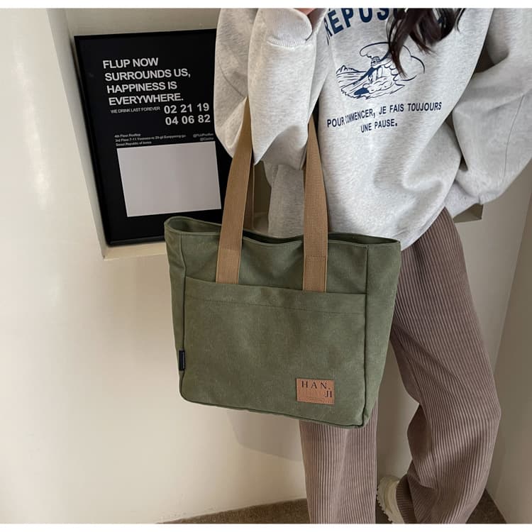 キャンバストート シンプル質感 大容量キャンバストート