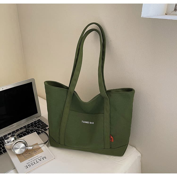 キャンバストート 花チャーム付き大容量キャンバストート