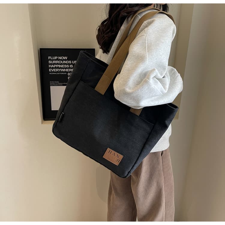 キャンバストート シンプル質感 大容量キャンバストート
