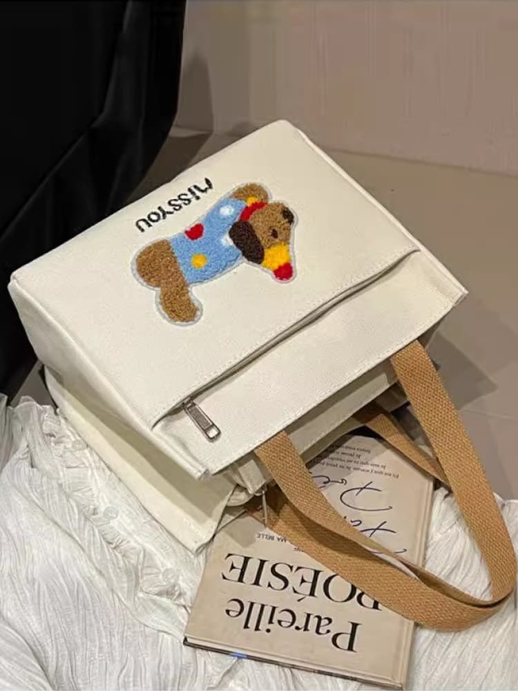 キャンバストート わんちゃん刺繍ミニトート