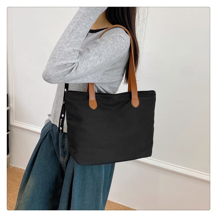 キャンバストート シンプル革持ち手ミニトート