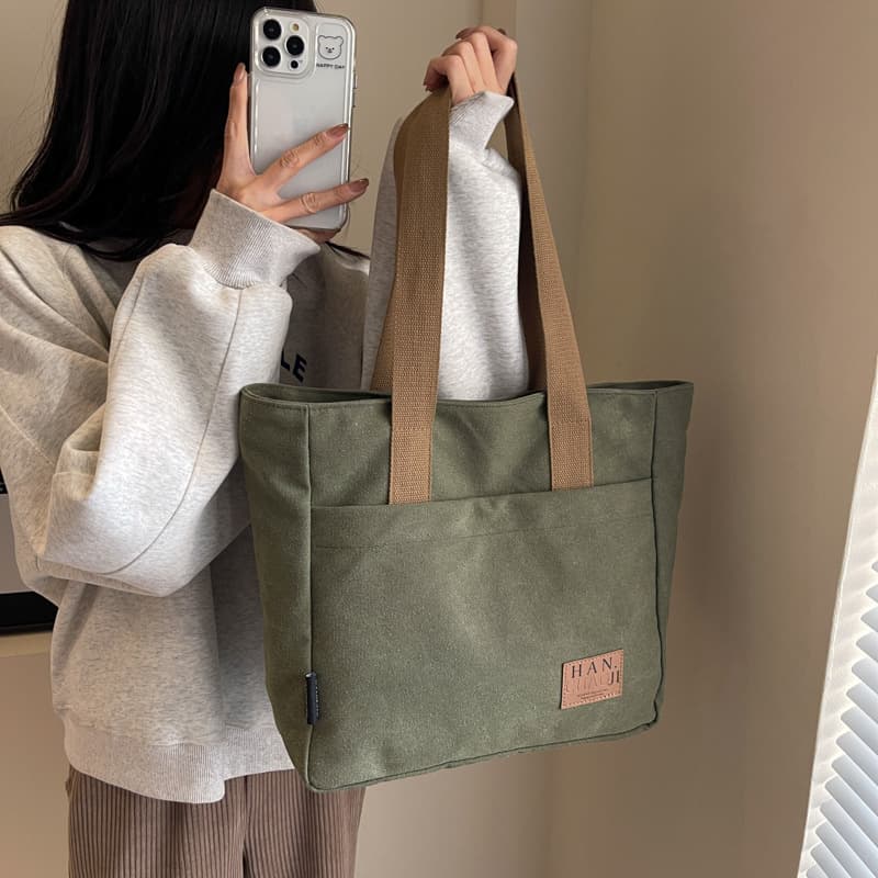 キャンバストート シンプル質感 大容量キャンバストート