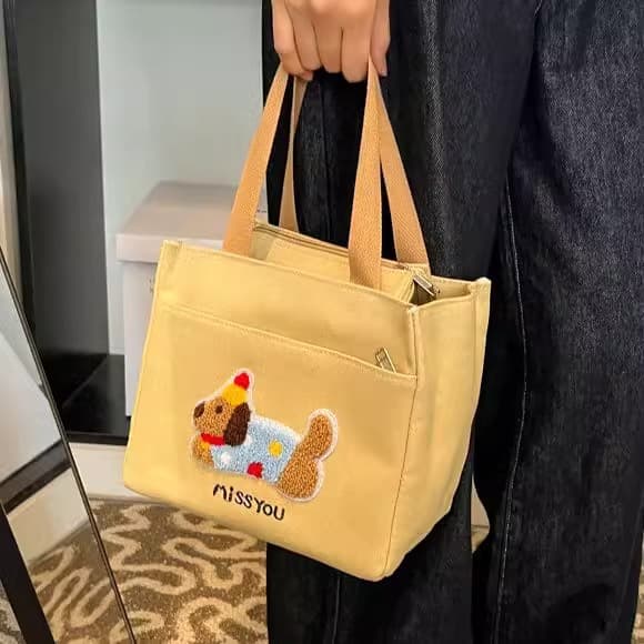 キャンバストート わんちゃん刺繍ミニトート