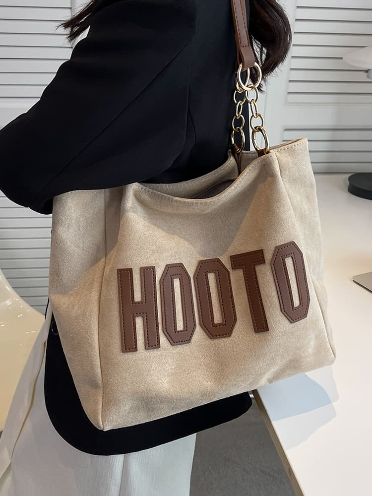 キャンバストート ロゴ刺繍スエード大容量トート