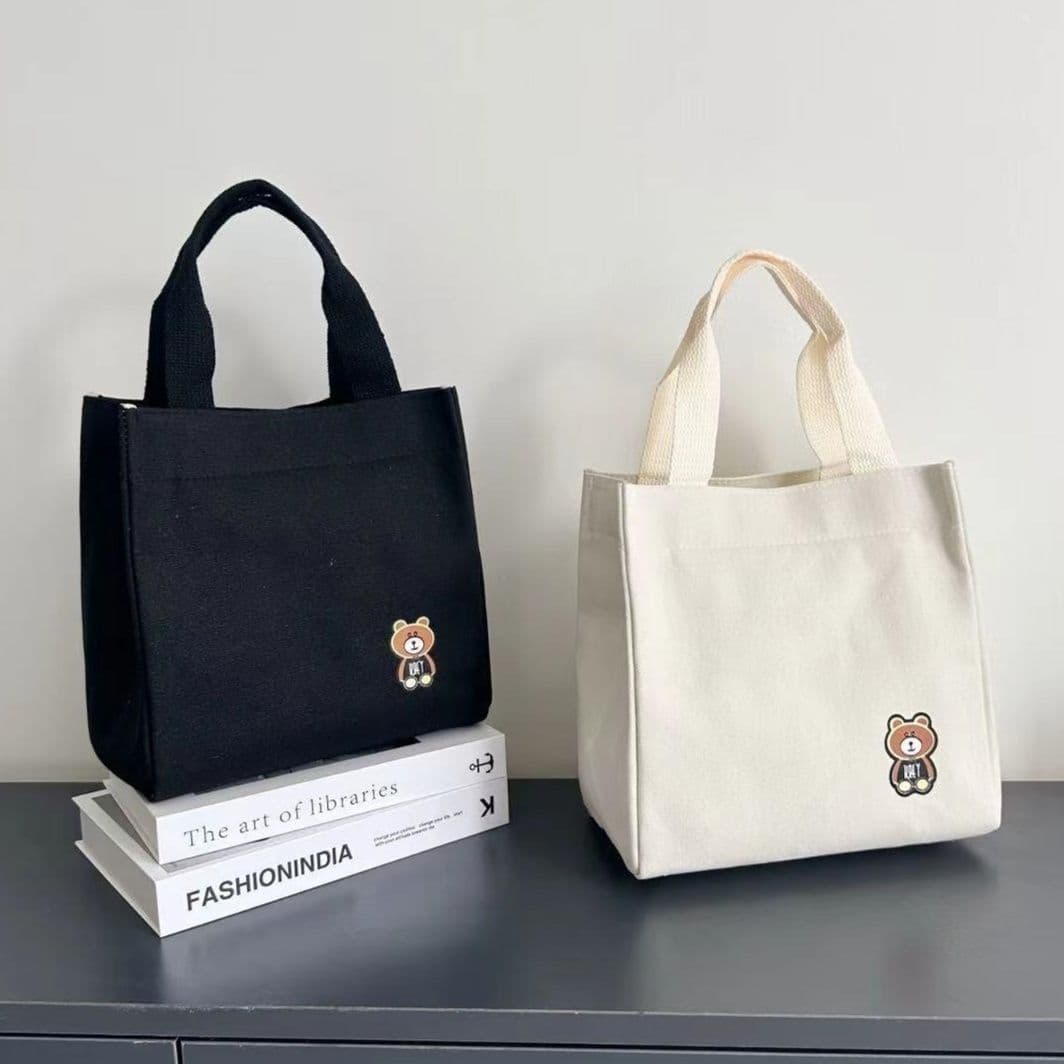 キャンバストート くまちゃん刺繍ミニトート