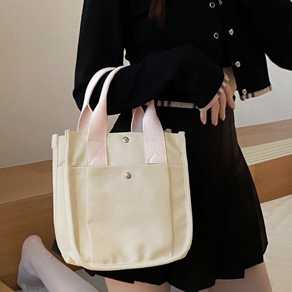 軽量ミニキャンバストート 二重ハンドル ショルダー