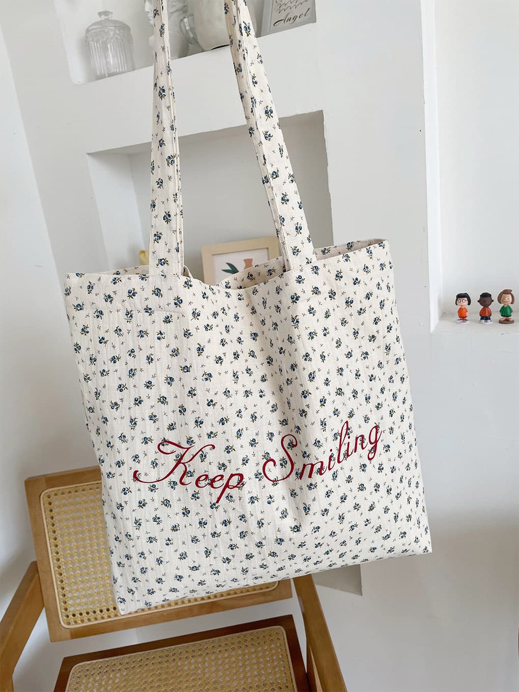 小花柄キャンバストート ショルダーバッグ エコバッグ 帆布