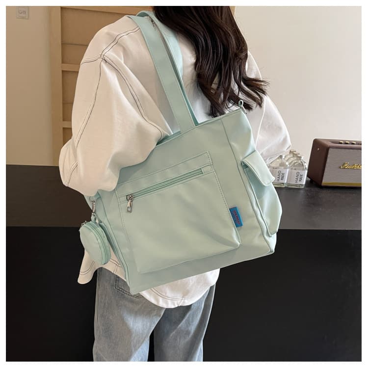 キャンバストート ミニマルポケット付きキャンバストート